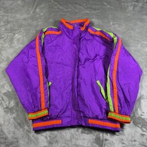 Vintage Bill Blass Track Jacket Men Medium Purple Colorblock Windbreaker 80s 90s